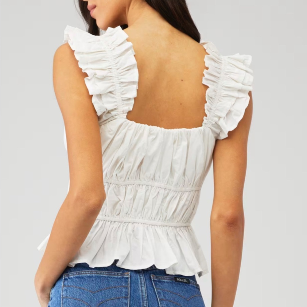 En Saison White Ruffle Tank Top - Picture 2 of 7